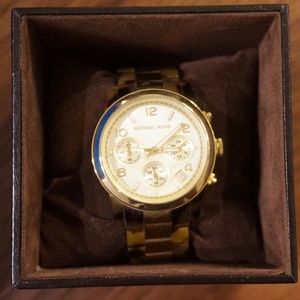 MK | Tortoise Shell Gold Watch (w/ booklet + box)